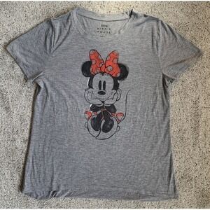 Disney Women's XL Minnie Mouse‎ Graphic Gray Grey Tee T-shirt Cartoon
